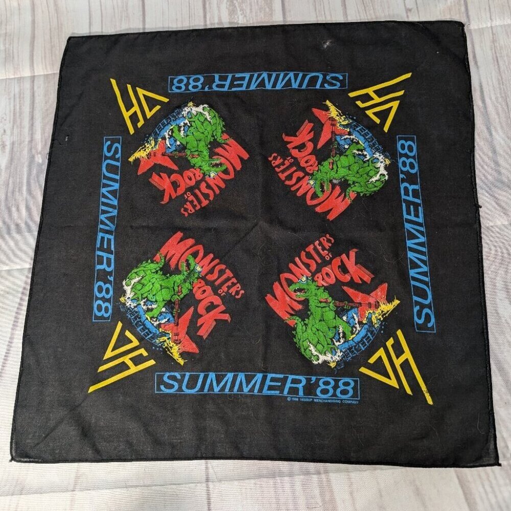 Vintage Van Halen Souvenir Monsters Of Rock Tour 1988 Rock Headband Bandana